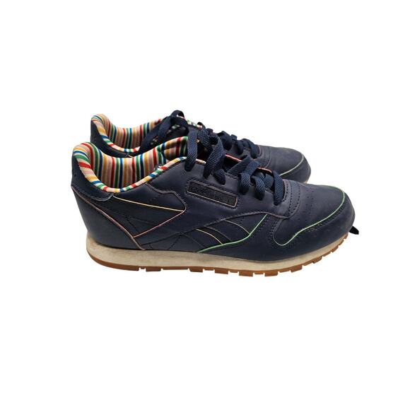 Reebok Girls Classic Sneaker FW6117 Navy Leather Lace Up Low Top Retro Size 5.5 - Picture 4 of 7